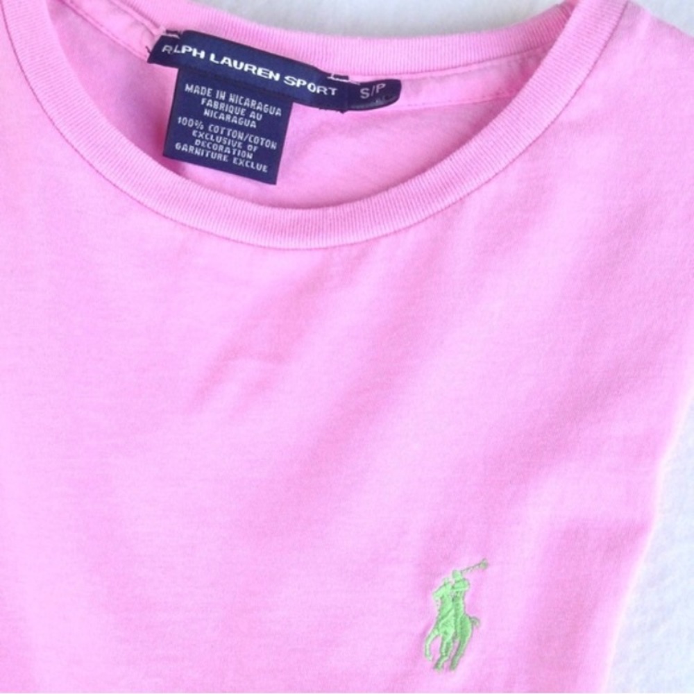 Ralph Lauren Sport Pink T-Shirt, Green Pony Logo
